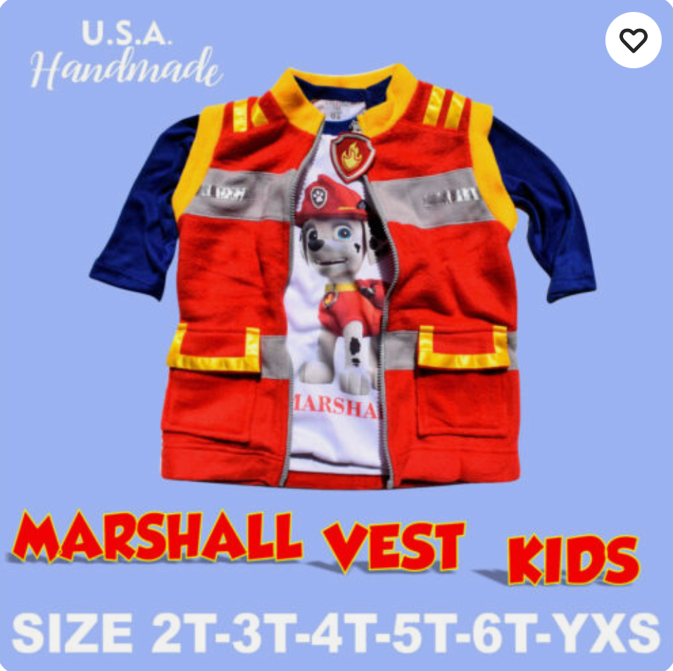 Marshall Custome Vest Rescue Pups Vest Ryder Halloween Vest Outfit Halloween Family Dog Puppy Costume Halloween Gift for Boy