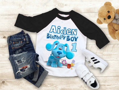 Blue Clue  Inspired Birthday T Shirt, Blue Clue theme Party, Gift Birthday Shirt, family tees Custom