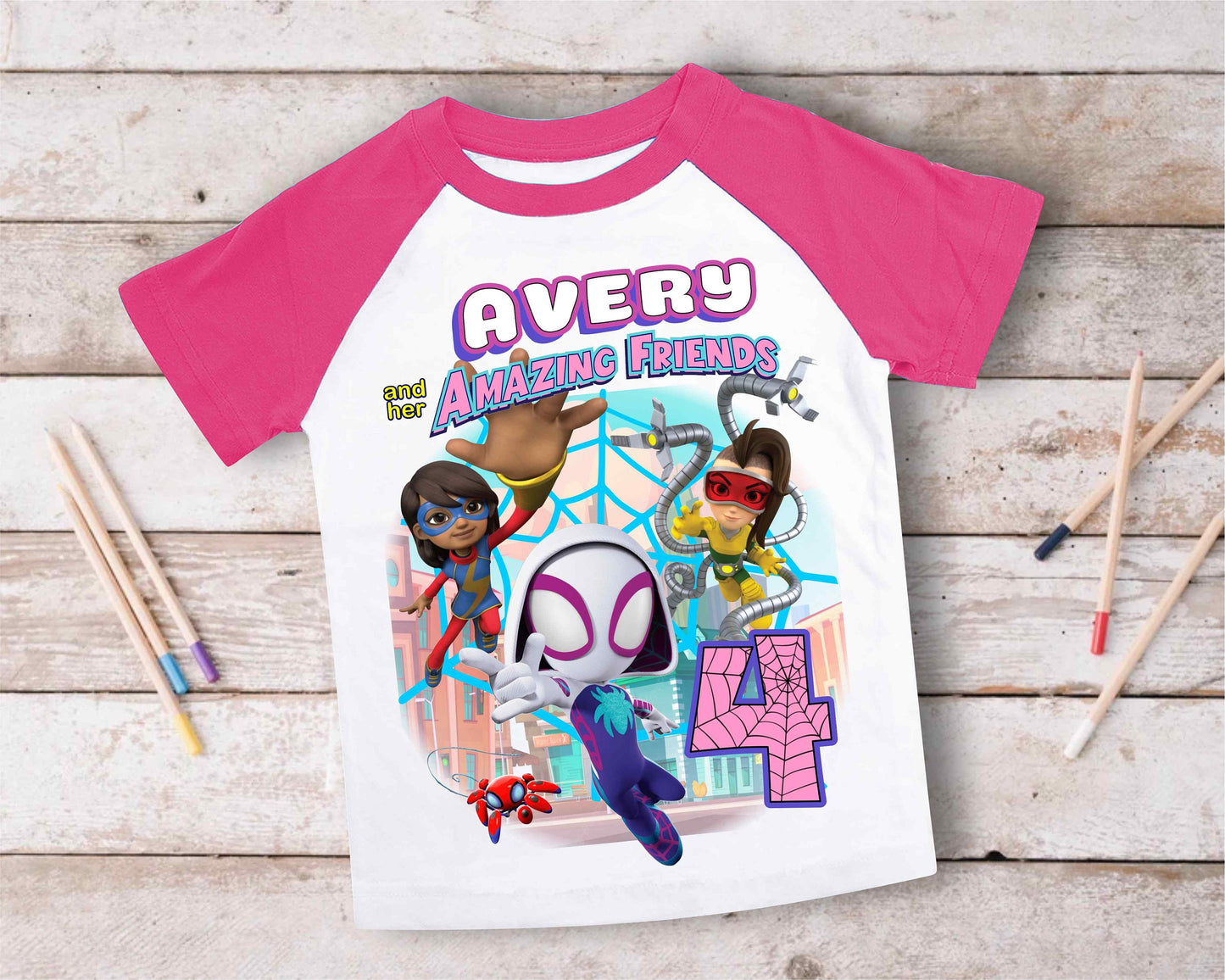 Spiderman Birthday T Shirt, Ghost Spider & her friends theme Party, Gift Birthday Shirt, family tees Custom