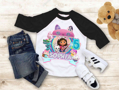 Dollhouse Birthday T Shirt, Gabby Theme Party Shirt , Gift Birthday Shirt, family tees Custom