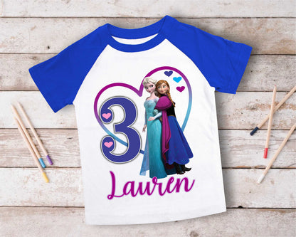Princess Frozen Birthday T Shirt Elsa Olaf theme Party, Gift Birthday Shirt, family tees Custom