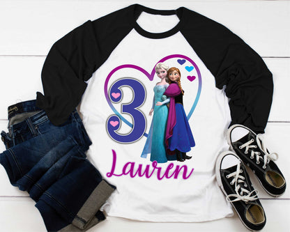 Princess Frozen Birthday T Shirt Elsa Olaf theme Party, Gift Birthday Shirt, family tees Custom
