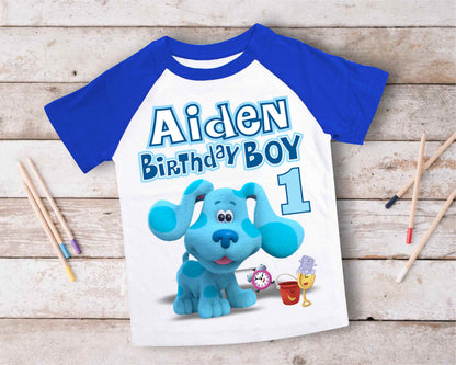 Blue Clue  Inspired Birthday T Shirt, Blue Clue theme Party, Gift Birthday Shirt, family tees Custom