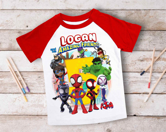 Spiderman Inspired Birthday T Shirt, Spidey & His friends theme Party, Gift Birthday Shirt, family tees Custom