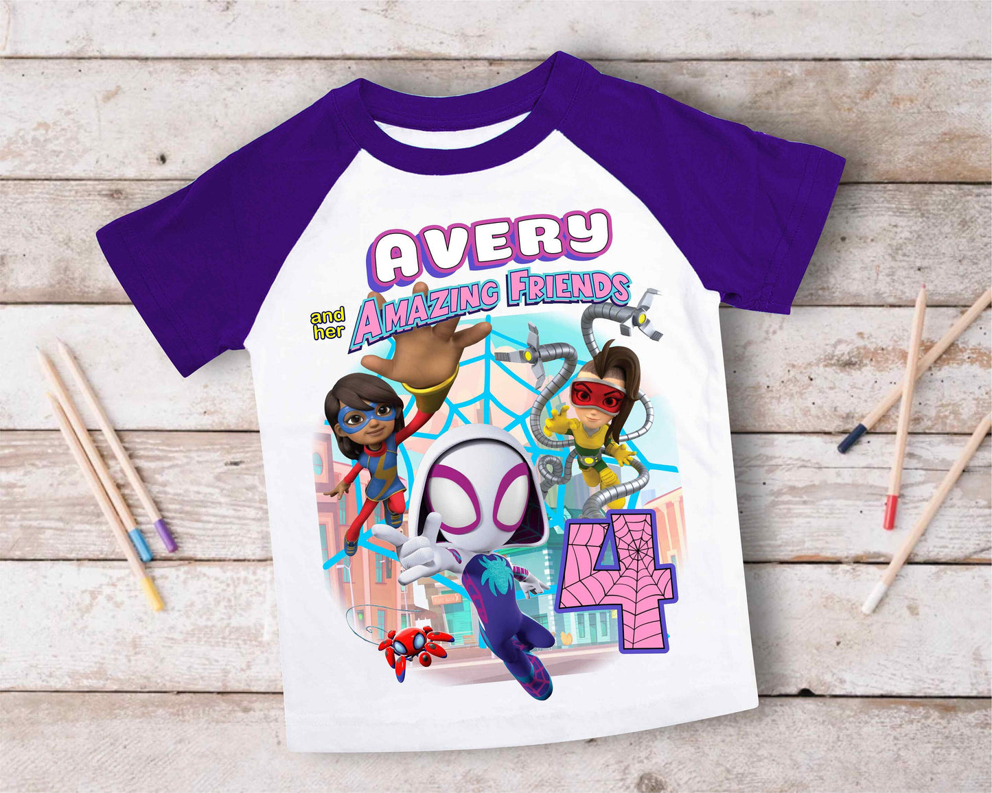 Spiderman Birthday T Shirt, Ghost Spider & her friends theme Party, Gift Birthday Shirt, family tees Custom