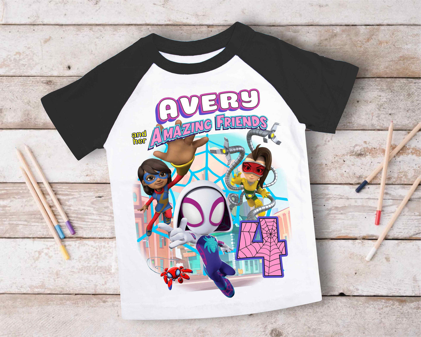 Spiderman Birthday T Shirt, Ghost Spider & her friends theme Party, Gift Birthday Shirt, family tees Custom