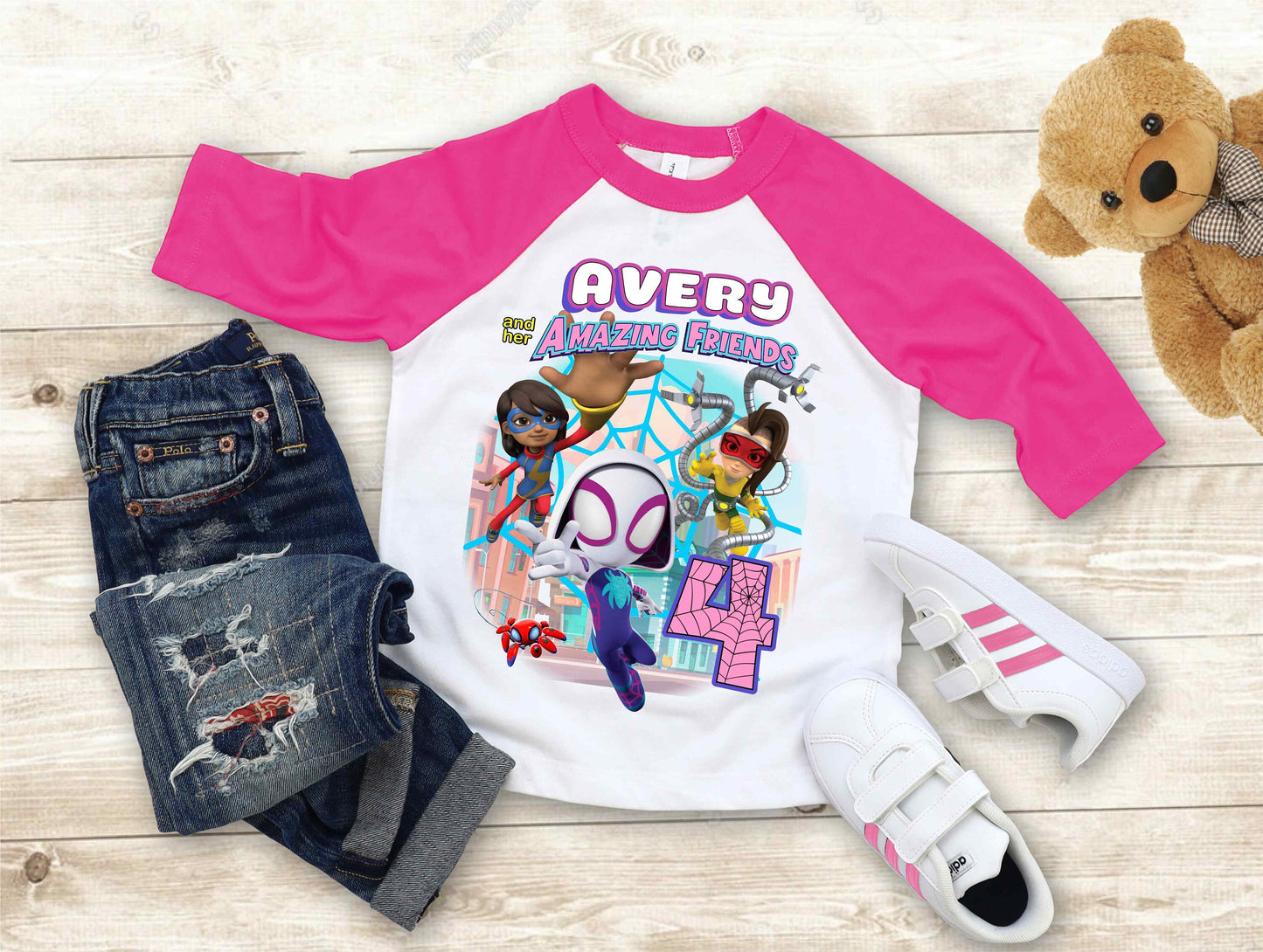 Spiderman Birthday T Shirt, Ghost Spider & her friends theme Party, Gift Birthday Shirt, family tees Custom