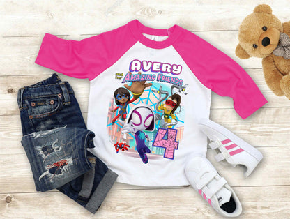 Spiderman Birthday T Shirt, Ghost Spider & her friends theme Party, Gift Birthday Shirt, family tees Custom