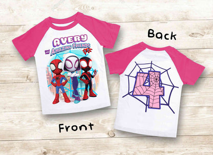 Spiderman Birthday T Shirt, Ghost Spider & her friends theme Party, Gift Birthday Shirt, family tees Custom