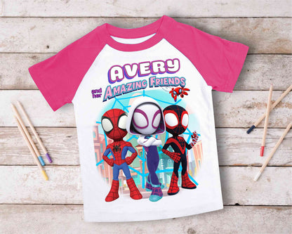 Spiderman Birthday T Shirt, Ghost Spider & her friends theme Party, Gift Birthday Shirt, family tees Custom