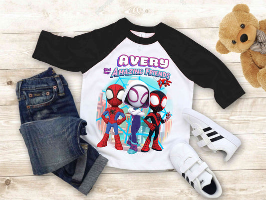 Spiderman Birthday T Shirt, Ghost Spider & her friends theme Party, Gift Birthday Shirt, family tees Custom