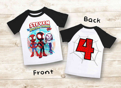 Spiderman Inspired Birthday T Shirt, Spidey & His friends theme Party, Gift Birthday Shirt, family tees Custom