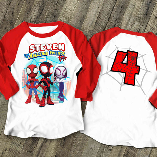 Spiderman Inspired Birthday T Shirt, Spidey & His friends theme Party, Gift Birthday Shirt, family tees Custom