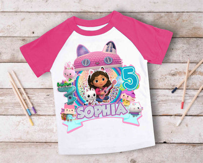 Dollhouse Birthday T Shirt, Gabby Theme Party Shirt , Gift Birthday Shirt, family tees Custom