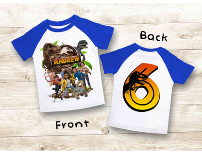 Jurassic Birthday T Shirt Camp world Birthday theme  Family tees Custom Tshirt Raglan Sleeves all sizes