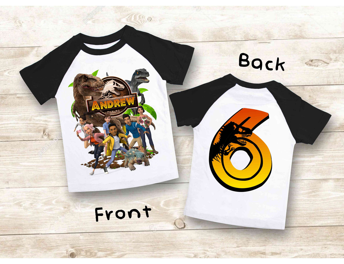 Jurassic Birthday T Shirt Camp world Birthday theme  Family tees Custom Tshirt Raglan Sleeves all sizes