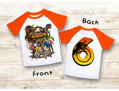 Jurassic Birthday T Shirt Camp world Birthday theme  Family tees Custom Tshirt Raglan Sleeves all sizes