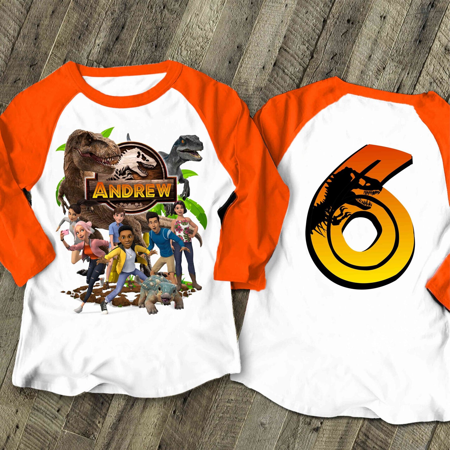 Jurassic Birthday T Shirt Camp world Birthday theme  Family tees Custom Tshirt Raglan Sleeves all sizes