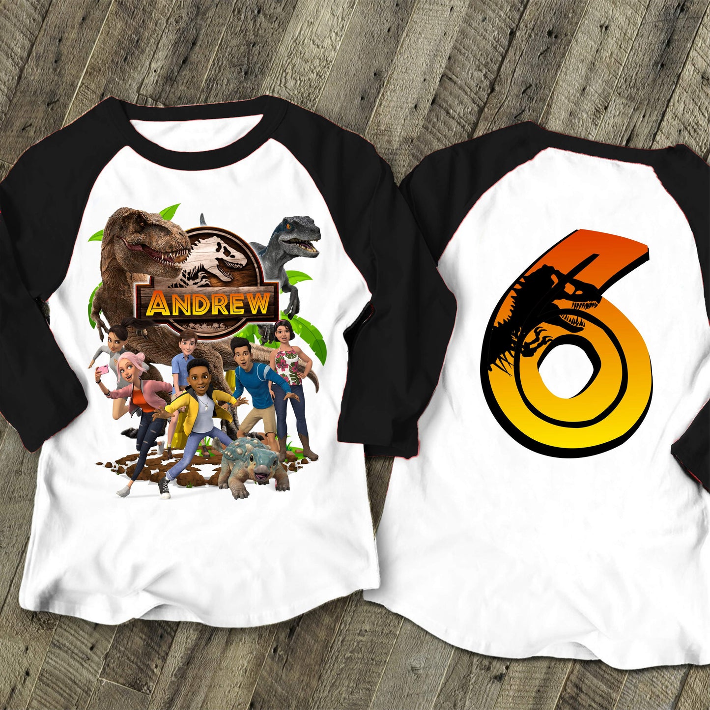 Jurassic Birthday T Shirt Camp world Birthday theme  Family tees Custom Tshirt Raglan Sleeves all sizes