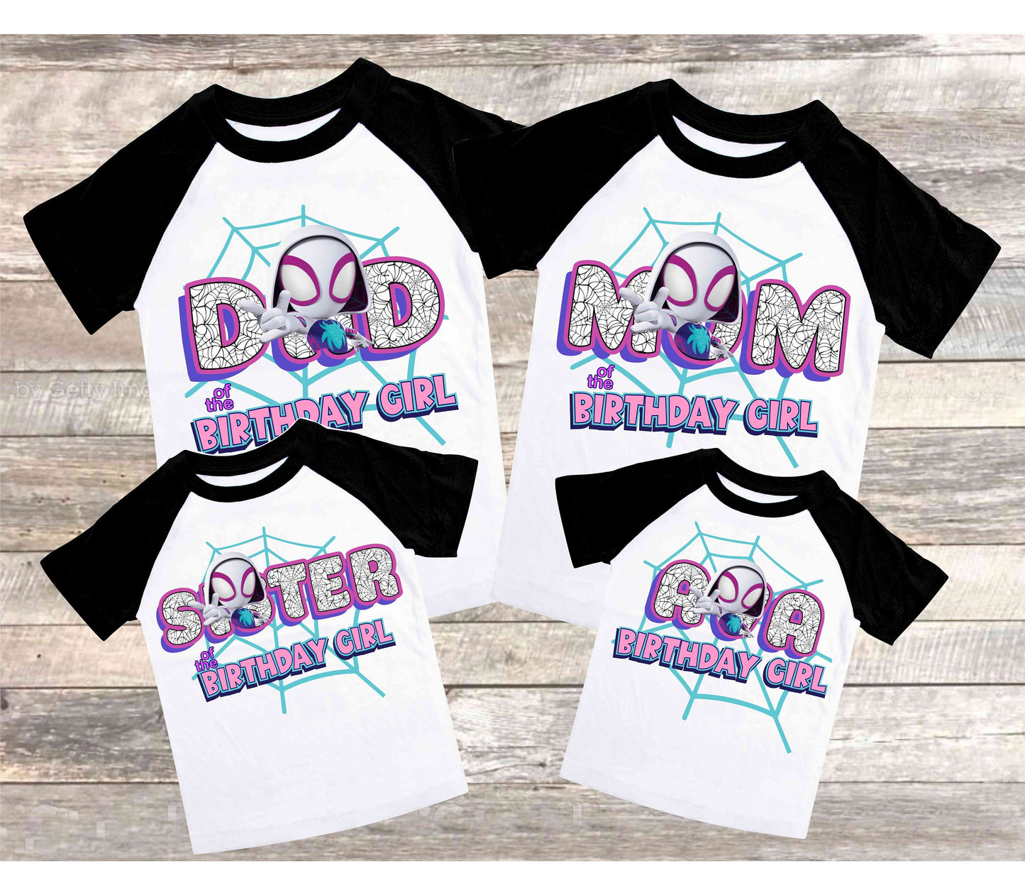 Spiderman Birthday T Shirt, Ghost Spider & her friends theme Party, Gift Birthday Shirt, family tees Custom
