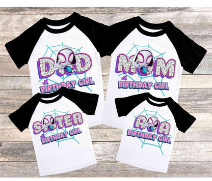 Spiderman Birthday T Shirt, Ghost Spider & her friends theme Party, Gift Birthday Shirt, family tees Custom