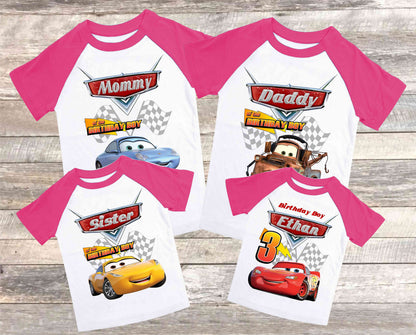 Cars Family Birthday Shirt, Lightning Mcqueen theme Party, Gift Birthday Shirt, family tees Custom