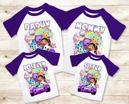 Dollhouse Family Birthday T Shirt, Gabby Theme Party Shirt , Gift Birthday Shirt, family tees Custom