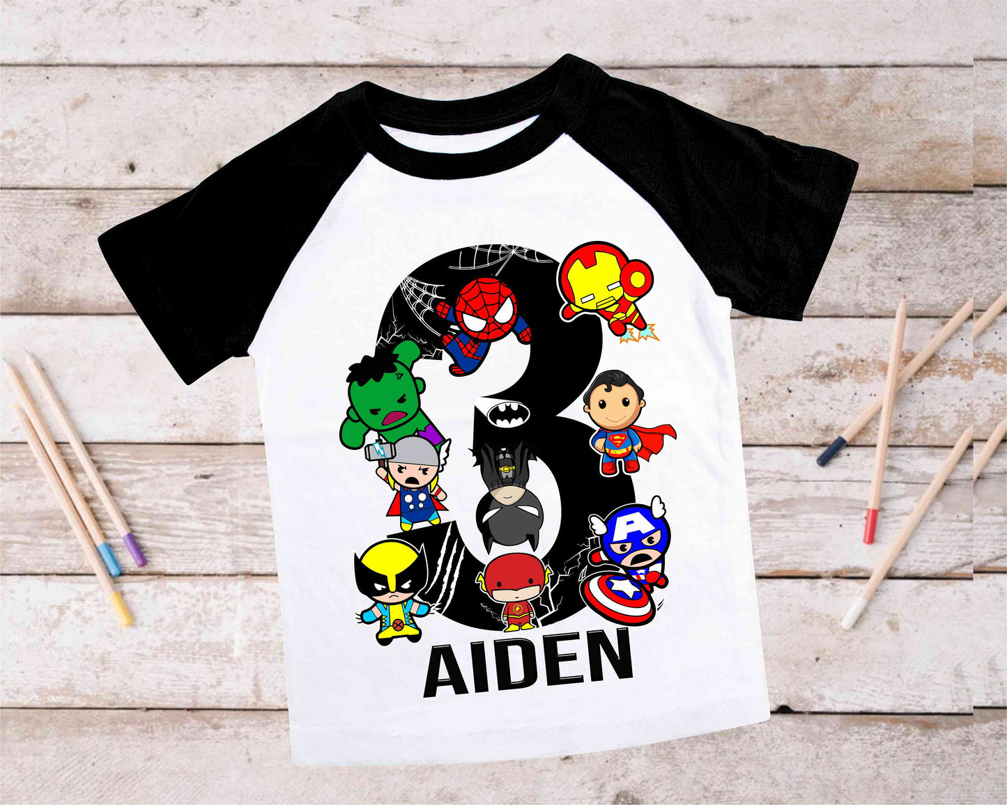 Superhero Comic Birthday T Shirt, Superhero theme Party, Iron Man, Hulk Personalized shirt Kids, family tees Custom