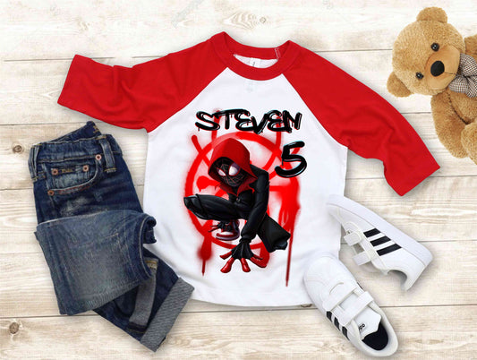 Spiderman Inspired Birthday T Shirt, Miles Morales theme Party, Gift Birthday Shirt, family tees Custom