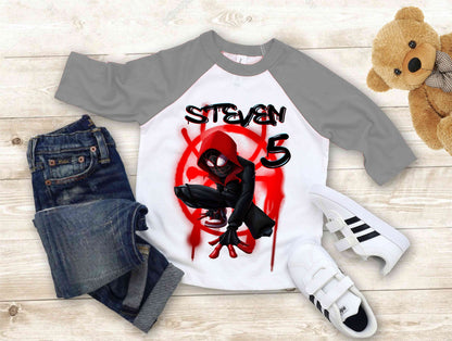 Spiderman Inspired Birthday T Shirt, Miles Morales theme Party, Gift Birthday Shirt, family tees Custom