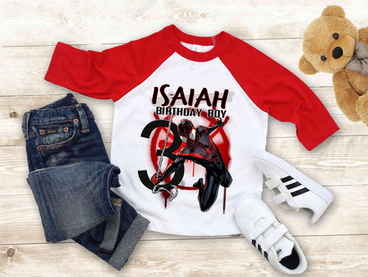 Spiderman Inspired Birthday T Shirt, Miles Morales theme Party, Gift Birthday Shirt, family tees Custom