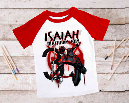 Spiderman Inspired Birthday T Shirt, Miles Morales theme Party, Gift Birthday Shirt, family tees Custom