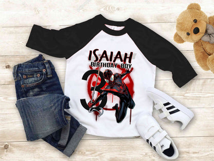 Spiderman Inspired Birthday T Shirt, Miles Morales theme Party, Gift Birthday Shirt, family tees Custom