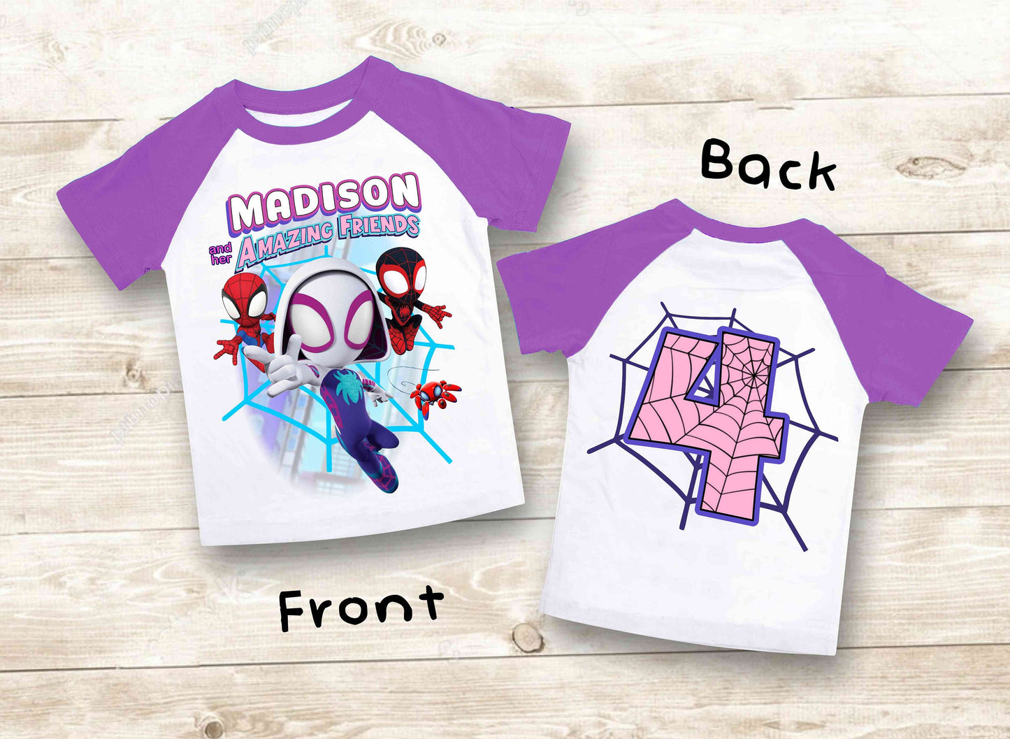 Spiderman Birthday T Shirt, Ghost Spider & her friends theme Party, Gift Birthday Shirt, family tees Custom