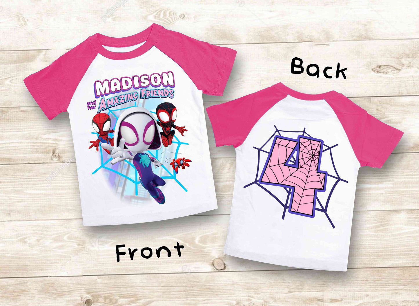 Spiderman Birthday T Shirt, Ghost Spider & her friends theme Party, Gift Birthday Shirt, family tees Custom