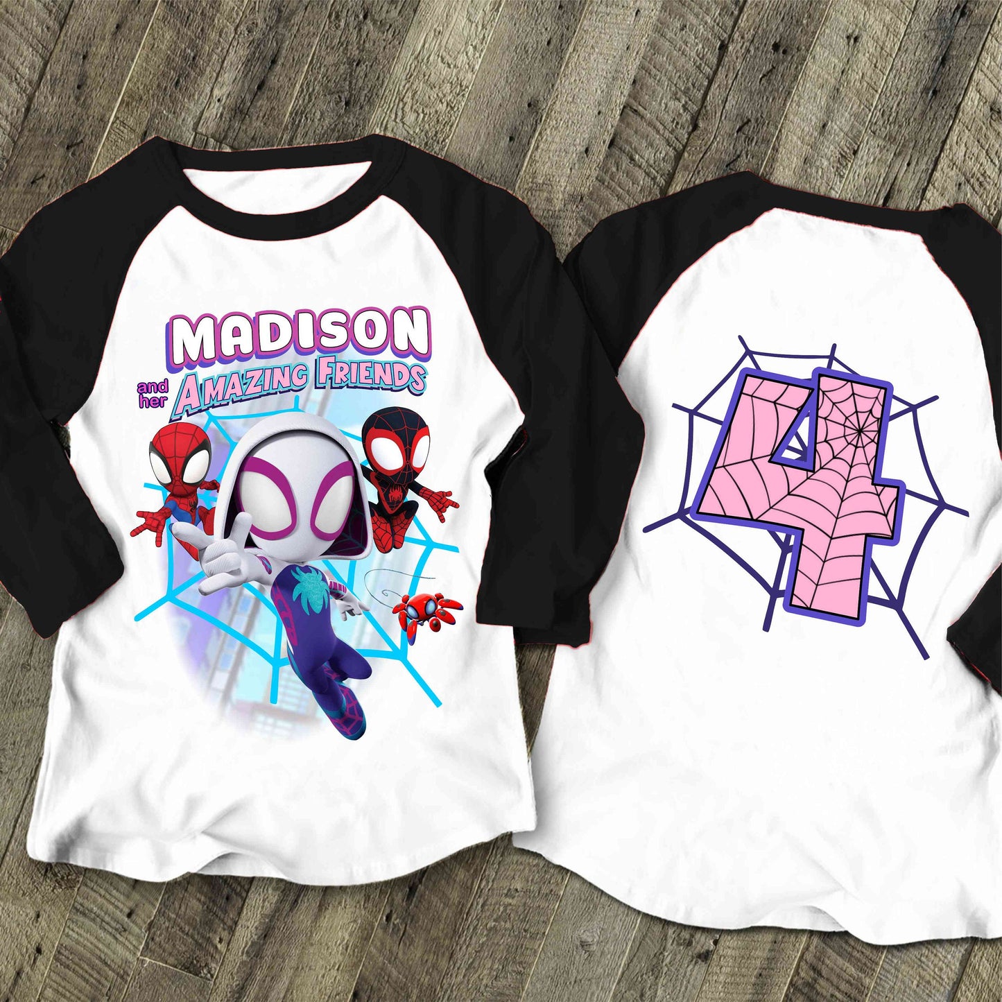 Spiderman Birthday T Shirt, Ghost Spider & her friends theme Party, Gift Birthday Shirt, family tees Custom