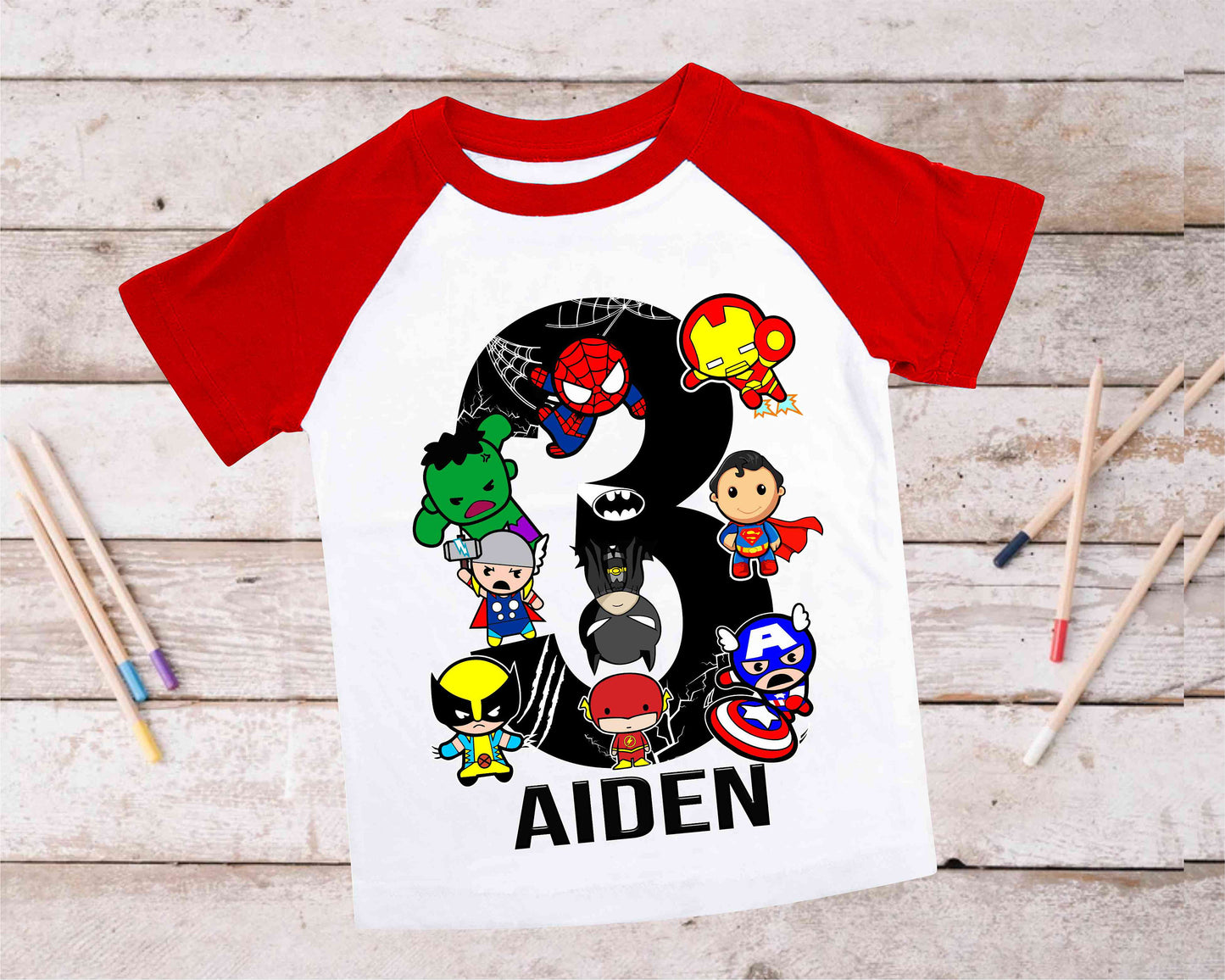 Superhero Comic Birthday T Shirt, Superhero theme Party, Iron Man, Hulk Personalized shirt Kids, family tees Custom