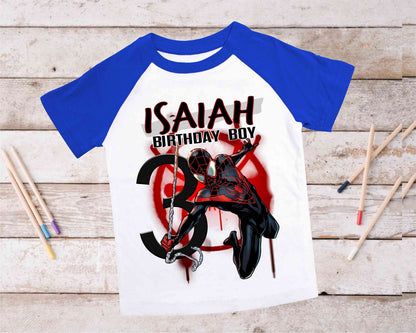 Spiderman Inspired Birthday T Shirt, Miles Morales theme Party, Gift Birthday Shirt, family tees Custom