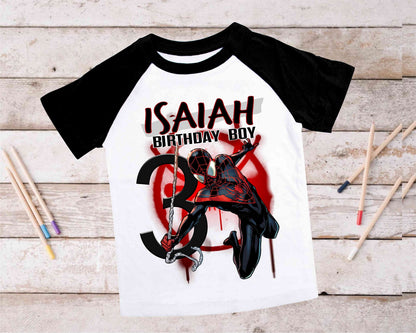Spiderman Inspired Birthday T Shirt, Miles Morales theme Party, Gift Birthday Shirt, family tees Custom