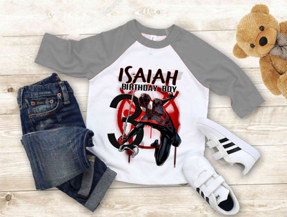 Spiderman Inspired Birthday T Shirt, Miles Morales theme Party, Gift Birthday Shirt, family tees Custom