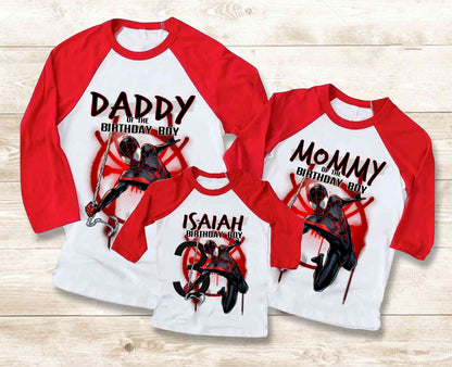 Spiderman Family Birthday T Shirt, Miles Morales theme Party, Personalized shirt, family tees Custom