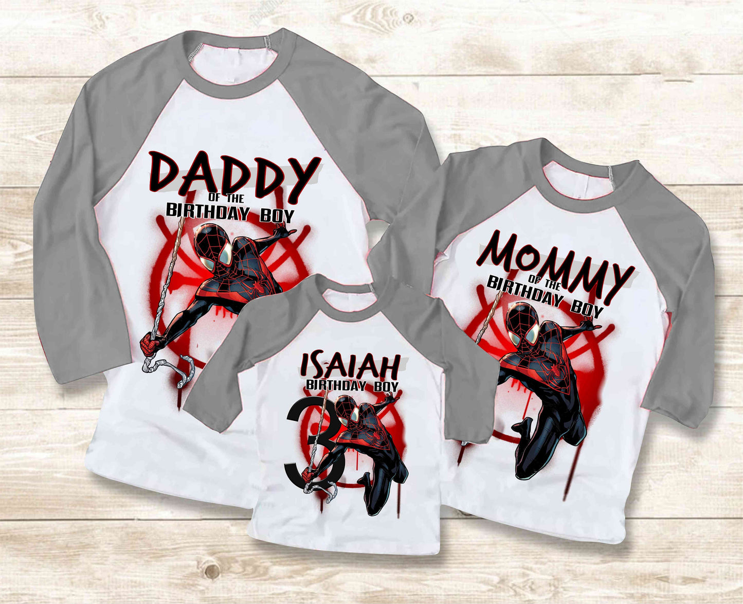 Spiderman Family Birthday T Shirt, Miles Morales theme Party, Personalized shirt, family tees Custom