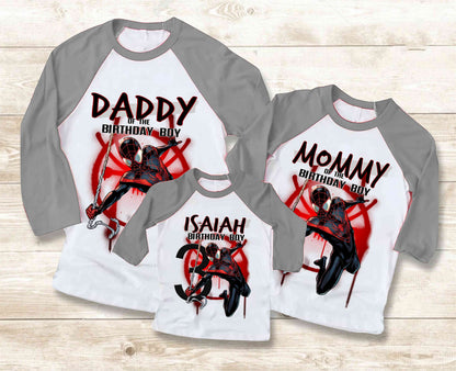 Spiderman Family Birthday T Shirt, Miles Morales theme Party, Personalized shirt, family tees Custom