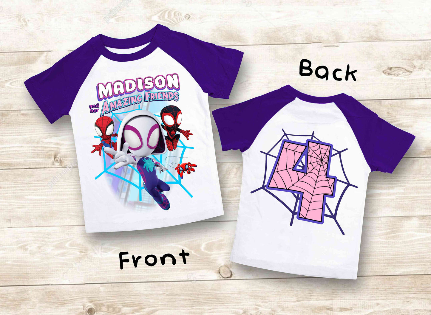 Spiderman Birthday T Shirt, Ghost Spider & her friends theme Party, Gift Birthday Shirt, family tees Custom