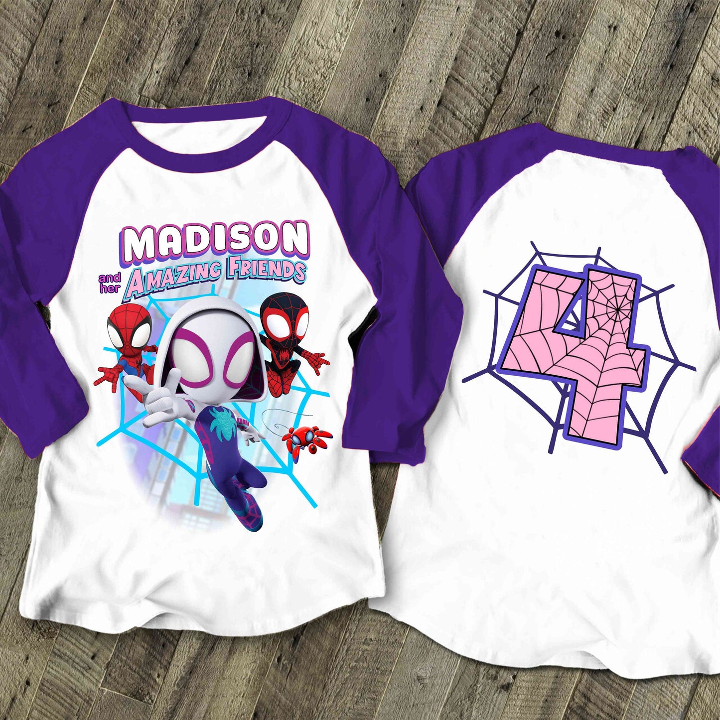 Spiderman Birthday T Shirt, Ghost Spider & her friends theme Party, Gift Birthday Shirt, family tees Custom