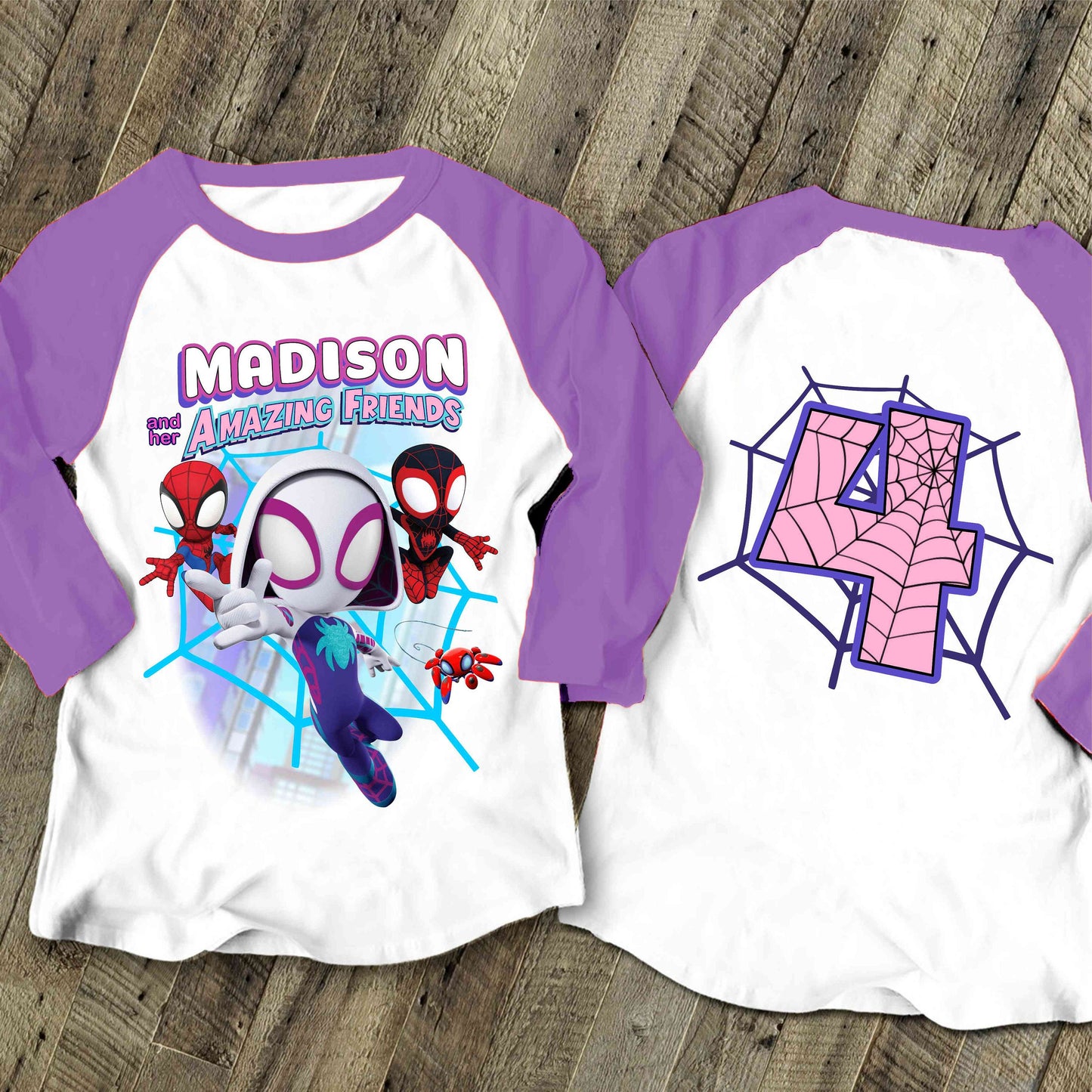 Spiderman Birthday T Shirt, Ghost Spider & her friends theme Party, Gift Birthday Shirt, family tees Custom
