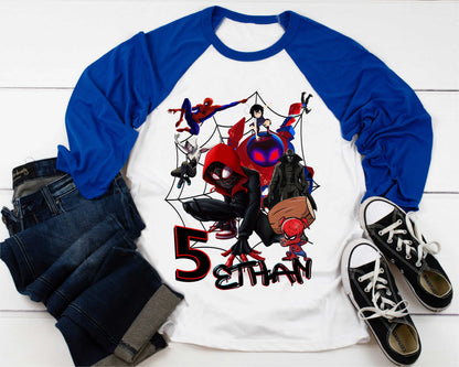 Spiderman Inspired Birthday T Shirt, Miles Morales theme Party, Gift Birthday Shirt, family tees Custom