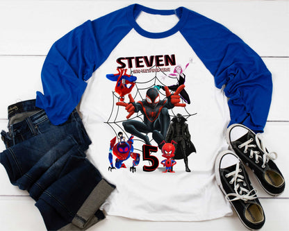 Spiderman Inspired Birthday T Shirt, Miles Morales theme Party, Gift Birthday Shirt, family tees Custom