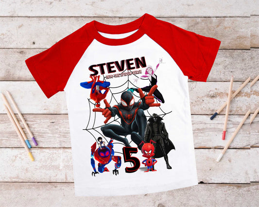 Spiderman Inspired Birthday T Shirt, Miles Morales theme Party, Gift Birthday Shirt, family tees Custom