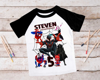 Spiderman Inspired Birthday T Shirt, Miles Morales theme Party, Gift Birthday Shirt, family tees Custom
